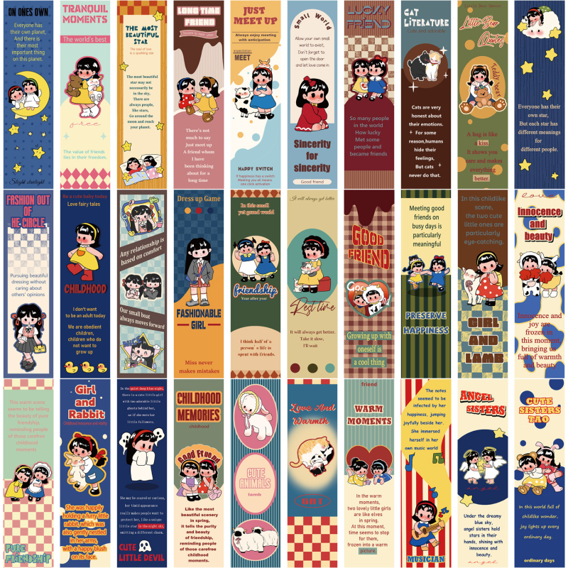 Micro Ink 30 foi cu semne de carte Dole Girl retro, semne de lectură decorative de înaltă calitate pentru planner DIY, semne de carte rafinate