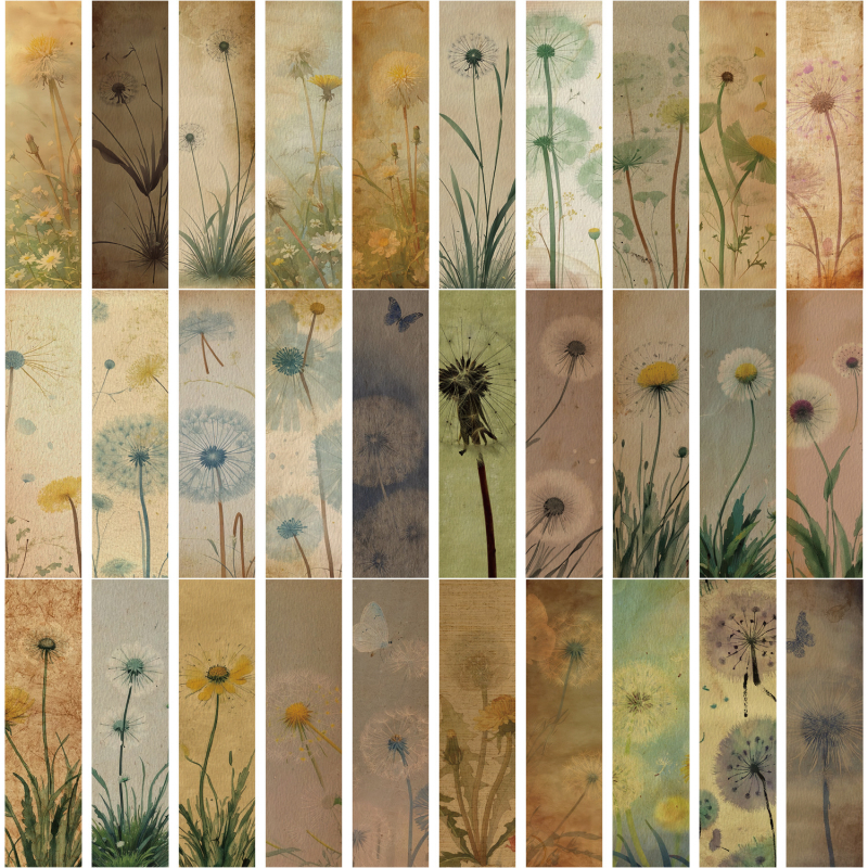 30 semne de carte cu dandelion retro – pentru iubitorii de lectură, cadou și papetărie creativă