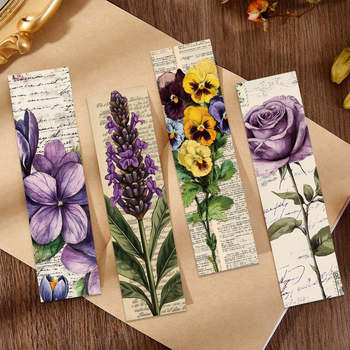 30 semne de carte din hârtie din seria de flori retro, pentru jurnal și proiecte DIY