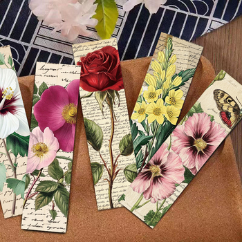 30 semne de carte din hârtie din seria de flori retro, pentru jurnal și proiecte DIY