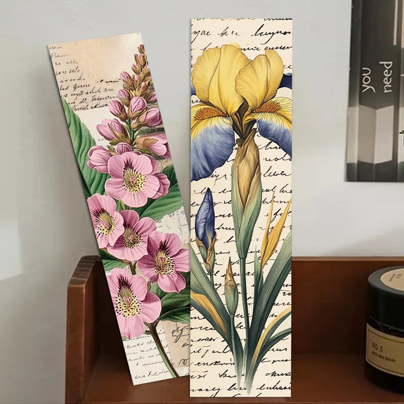 30 semne de carte din hârtie din seria de flori retro, pentru jurnal și proiecte DIY