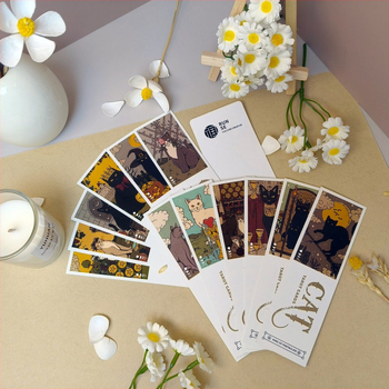 Set de 18 semne de carte cu temă retro Tarot și pisici, pentru caiete și papetărie, accesorii decorative DIY