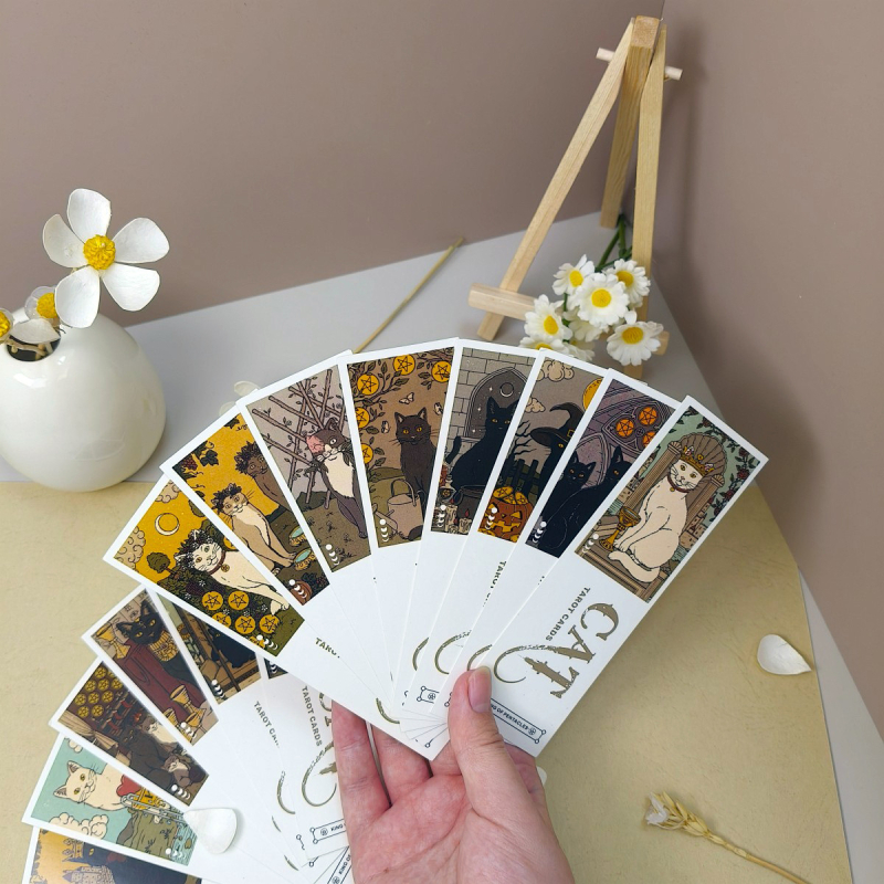 Set de 18 semne de carte cu temă retro Tarot și pisici, pentru caiete și papetărie, accesorii decorative DIY