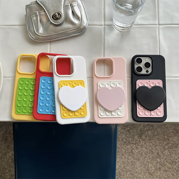 Carcasă TPU pentru iPhone cu oglindă inimă și ventuză, design color-block, protecție anti-cadere, pentru seria iPhone 13/14