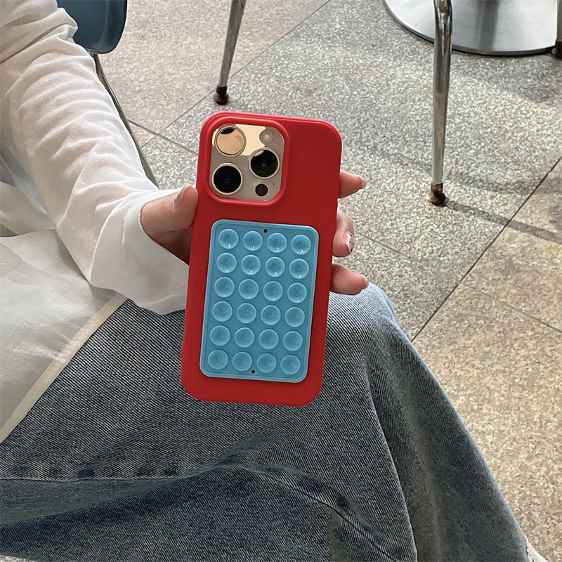 Carcasă TPU pentru iPhone cu oglindă inimă și ventuză, design color-block, protecție anti-cadere, pentru seria iPhone 13/14