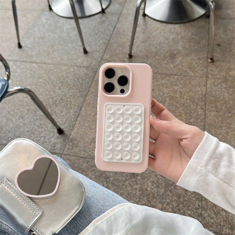 Carcasă TPU pentru iPhone cu oglindă inimă și ventuză, design color-block, protecție anti-cadere, pentru seria iPhone 13/14