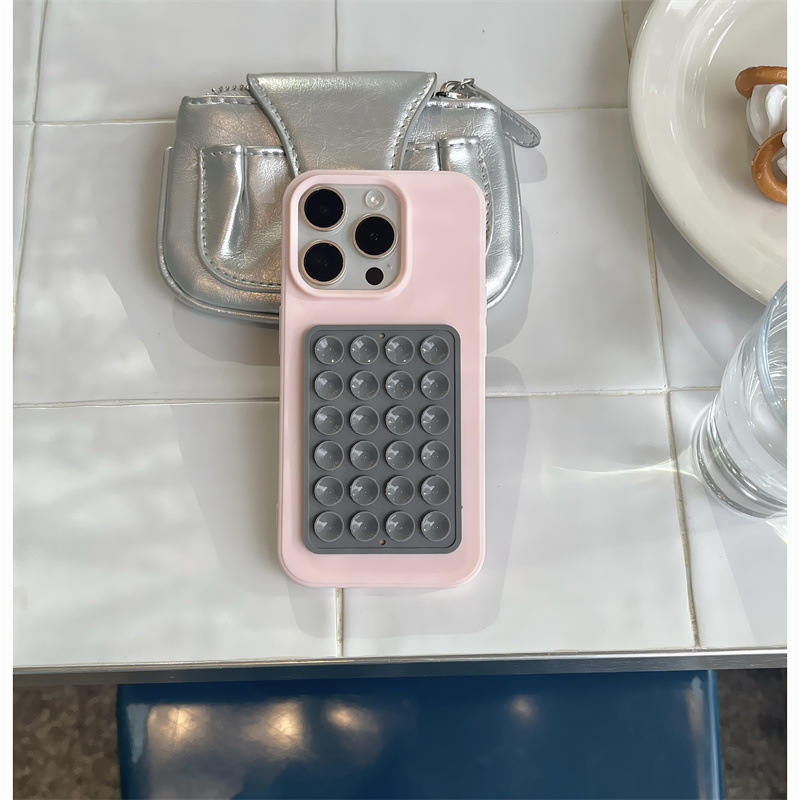 Carcasă TPU pentru iPhone cu oglindă inimă și ventuză, design color-block, protecție anti-cadere, pentru seria iPhone 13/14