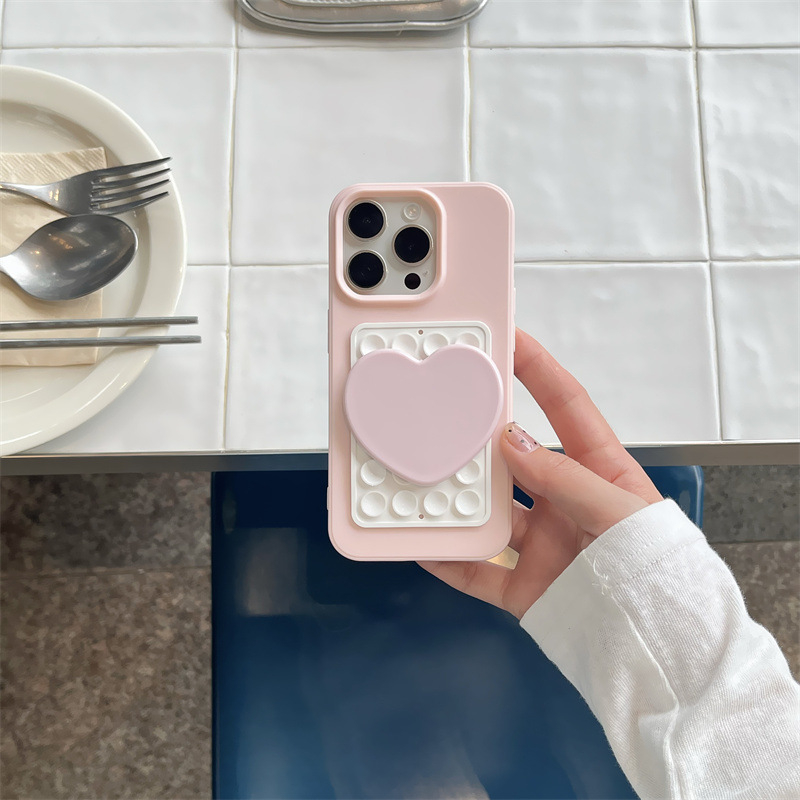 Carcasă TPU pentru iPhone cu oglindă inimă și ventuză, design color-block, protecție anti-cadere, pentru seria iPhone 13/14