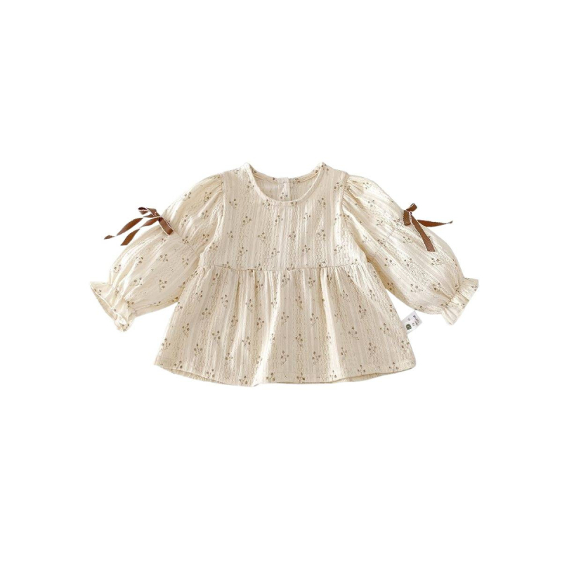 Set od dva komada za djevojčicu: floralna bluza u stilu baby-doll i široke hlače, proljeće 2026