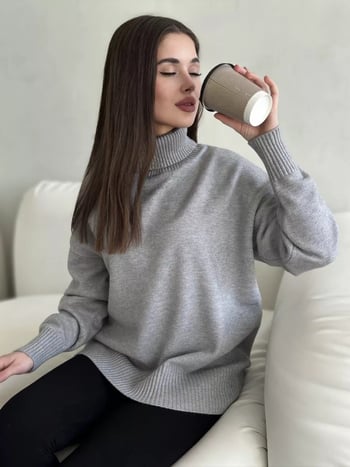 Γυναικείο oversized πουλόβερ με στρογγυλό λαιμό