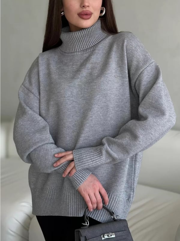 Γυναικείο oversized πουλόβερ με στρογγυλό λαιμό