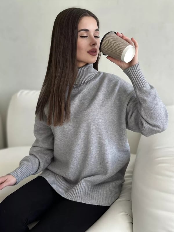 Γυναικείο oversized πουλόβερ με στρογγυλό λαιμό