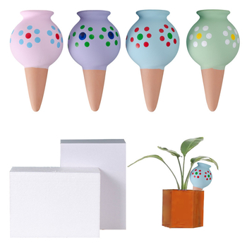 Dispozitiv ceramic pentru irigare prin picurare, roșu, cu model cu buline, dispozitiv compact de udare a plantelor