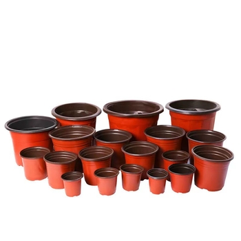 Ghiveci plastic pentru răsaduri, bicolor, cu pereți groși, diametru mare și bază