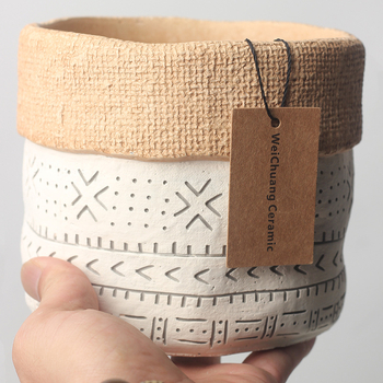 Ghiveci circular ceramic, în stil Nordic, pentru plante verzi (Pothos), design retro