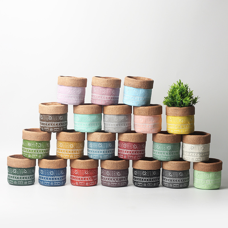 Ghiveci circular ceramic, în stil Nordic, pentru plante verzi (Pothos), design retro