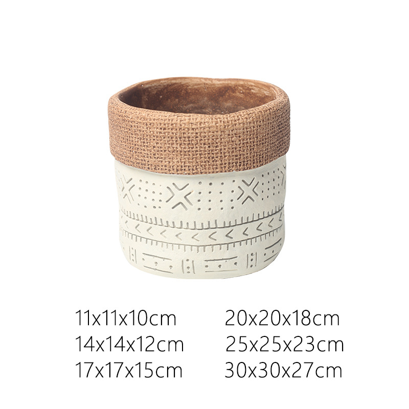 Ghiveci circular ceramic, în stil Nordic, pentru plante verzi (Pothos), design retro