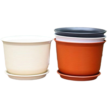 Ghiveci de flori din rășină, aspect ceramic roșu, diametru mare, durabil pentru interior și exterior
