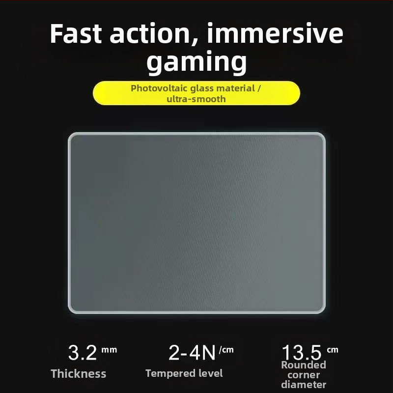 Podložka pod myš z kaleného skla pre hranie, malá veľkosť, jednostranná, hladký antistatický povrch, Full HD