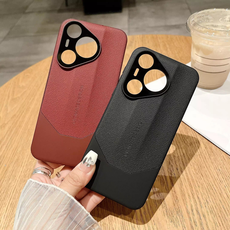 Carcasă protecție din piele sintetică, model lychee, pentru Huawei Pura80Pro și P70, acoperire completă, anti-cadere