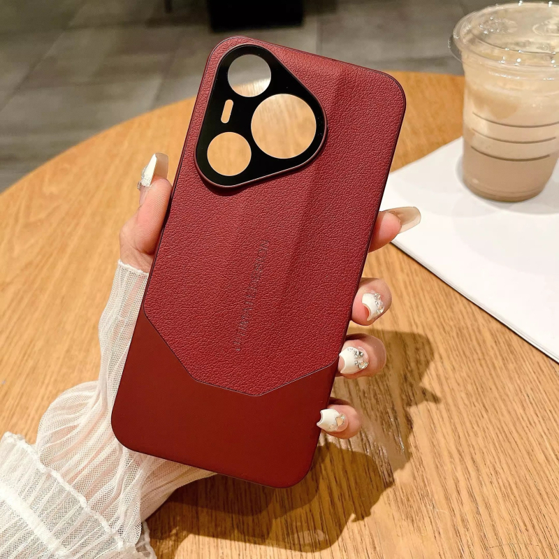 Carcasă protecție din piele sintetică, model lychee, pentru Huawei Pura80Pro și P70, acoperire completă, anti-cadere