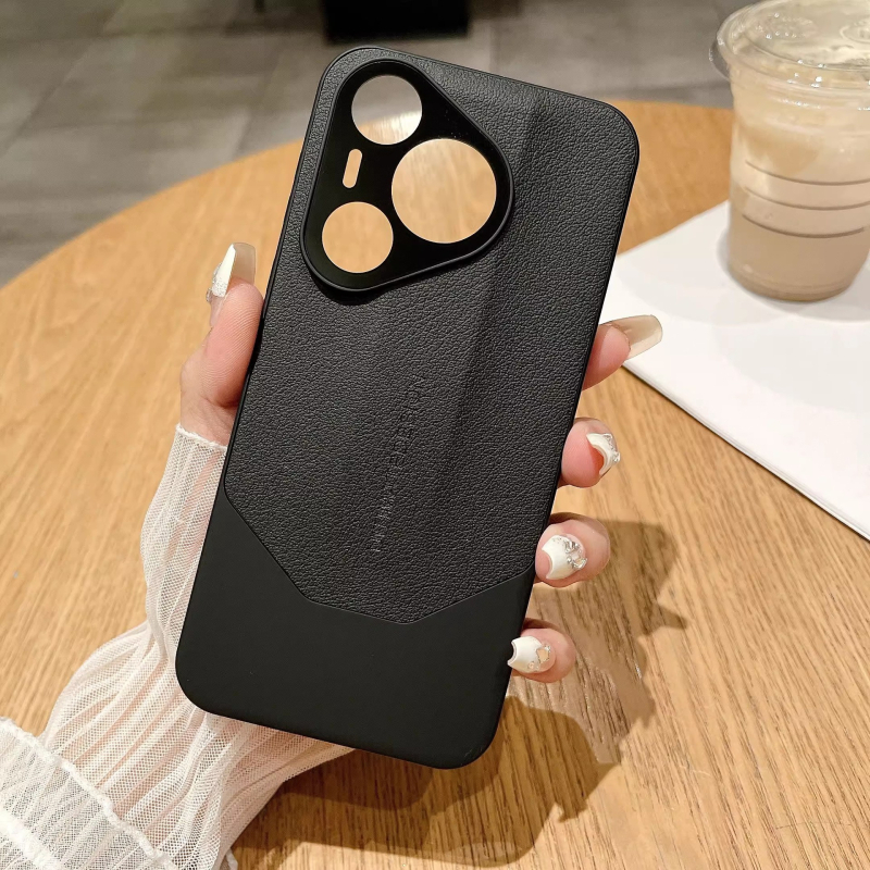 Carcasă protecție din piele sintetică, model lychee, pentru Huawei Pura80Pro și P70, acoperire completă, anti-cadere
