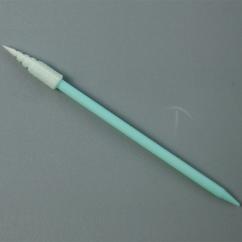 Swab din burete cu vârf ascuțit și tijă spiral verde, pentru curățarea instrumentelor de precizie și a microscopului