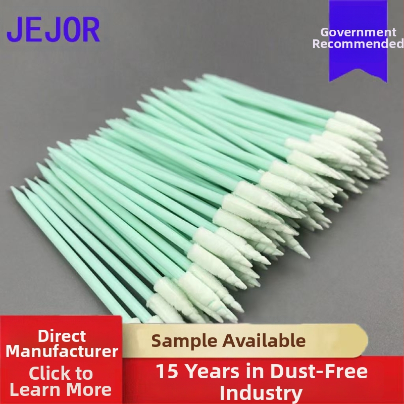 Swab din burete cu vârf ascuțit și tijă spiral verde, pentru curățarea instrumentelor de precizie și a microscopului