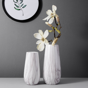 Vază ceramică cu model marmură, gură largă, pentru flori uscate, decor de birou în stil nordic