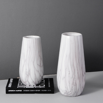 Vază ceramică cu model marmură, gură largă, pentru flori uscate, decor de birou în stil nordic