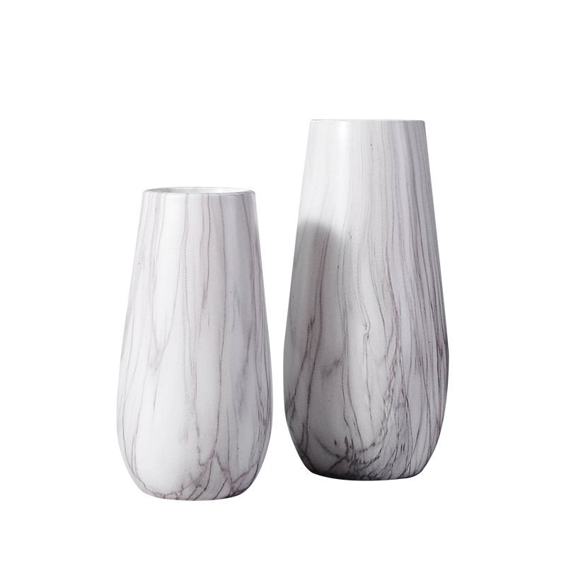 Vază ceramică cu model marmură, gură largă, pentru flori uscate, decor de birou în stil nordic