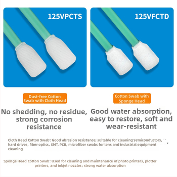 Tampon de curățare din poliester fără praf, vârf plat, tijă verde, pentru ecrane și plăci de circuit, ultra-fin, anticstatic, 100 buc.