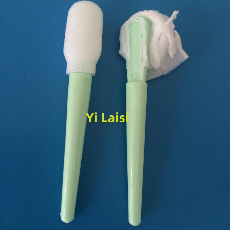 Tampon de curățare antistat cu cap de burete și tijă verde, pentru curățarea spațiilor dintre componente, a suprafețelor oglindă și a componentelor electronice