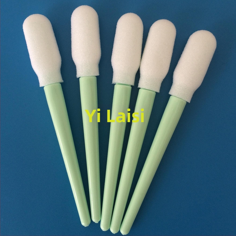 Tampon de curățare antistat cu cap de burete și tijă verde, pentru curățarea spațiilor dintre componente, a suprafețelor oglindă și a componentelor electronice