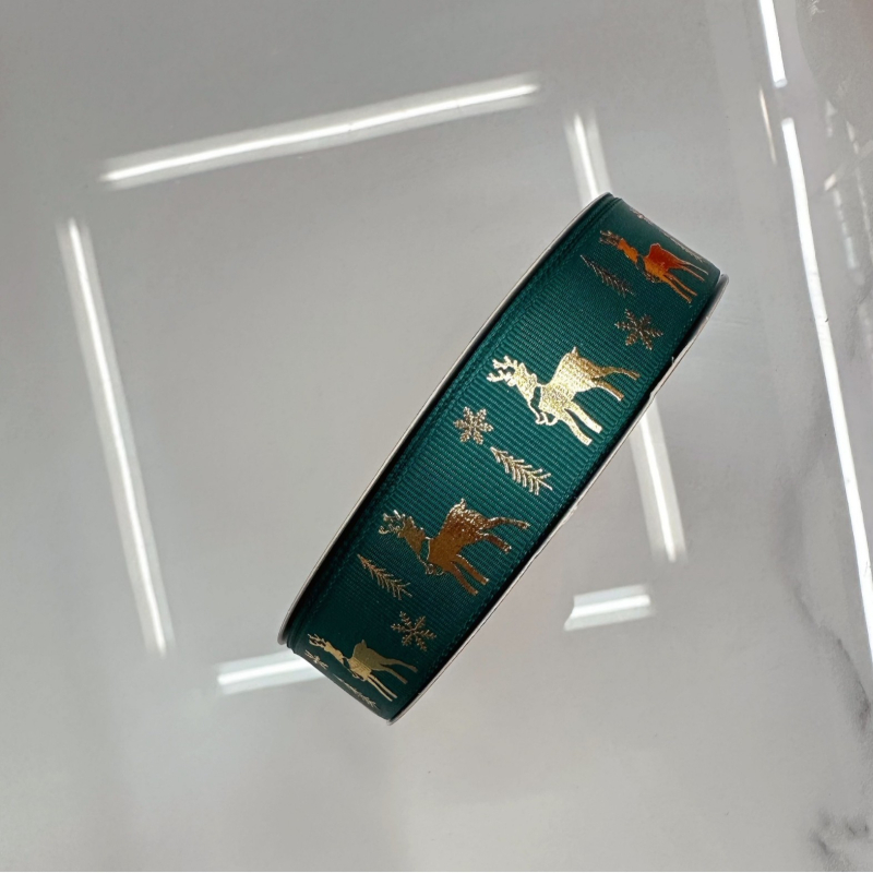 2.5 cm коледна панделка с златно фолирана тъкана лента, празнична украса за елха и партита, панделка за ръчна изработка
