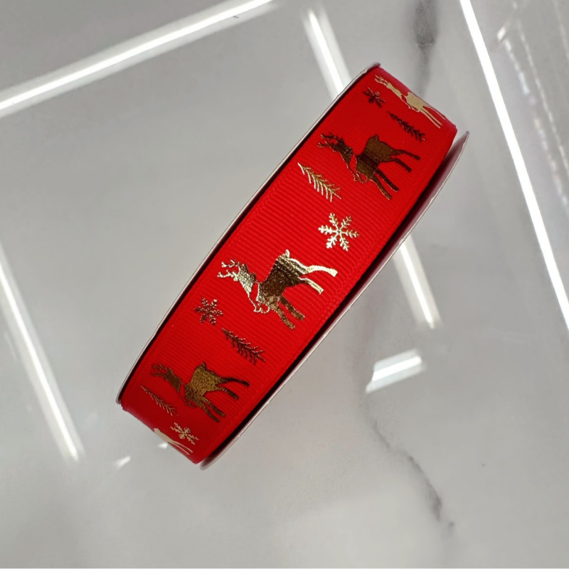 2.5 cm коледна панделка с златно фолирана тъкана лента, празнична украса за елха и партита, панделка за ръчна изработка