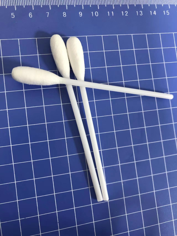 Swab din PP cu cap de bumbac de 7-8 mm, 96×3 mm, vârf rotund anti-static pentru curățare de precizie a fibrelor optice electronice