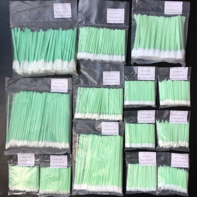 Tampon din bumbac fără praf cu vârf burete, vârf ascuțit sau plat, tijă PP, pentru duze imprimantă