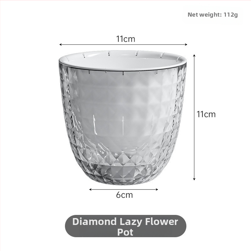 Vază din plastic în formă de diamant, transparentă pentru hidroponie, cu absorbție automată a apei și stocare de apă, fără udare