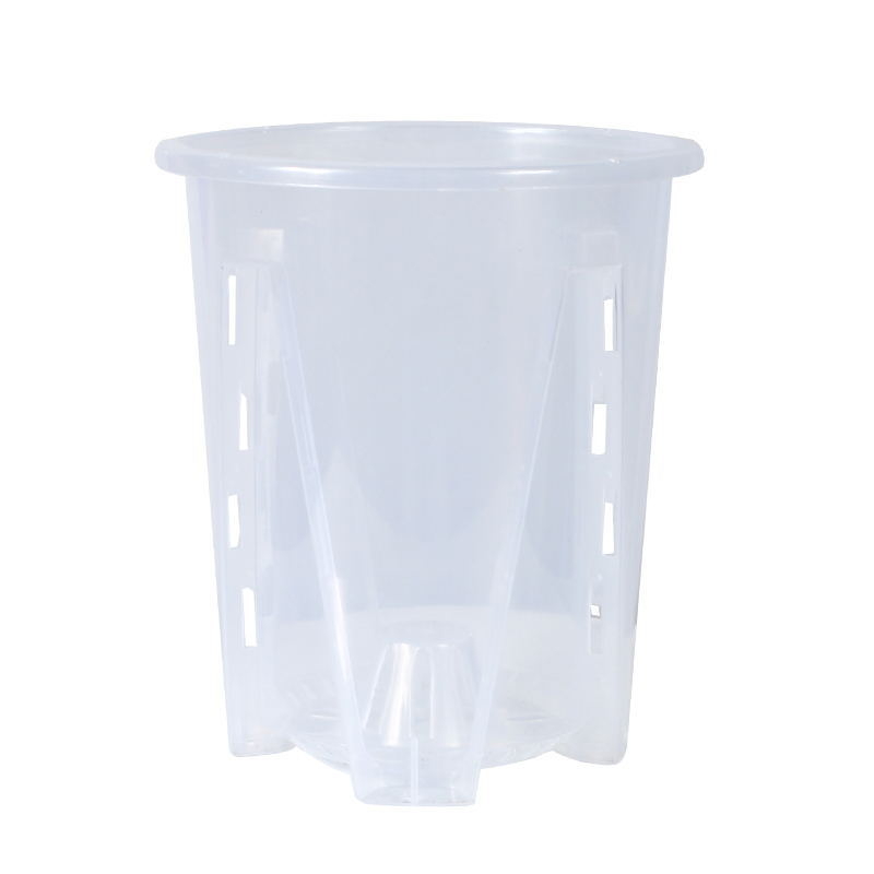 Ghiveci pentru Phalaenopsis cu coloană de aer, transparent, diametru extra mare, ghiveci rotund din plastic pentru birou