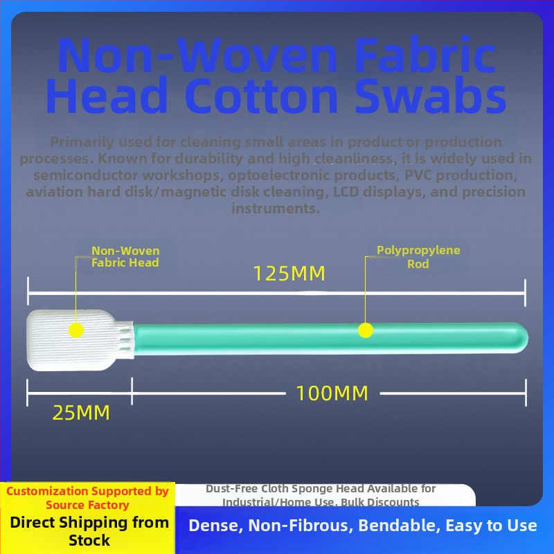 Bețișoare de curățare fără praf cu cap plat mare, din material textil, pentru instrumente de precizie și ecrane LCD