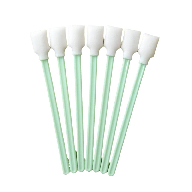 Tampon de curățare pentru duze imprimantă cu cap de burete, mâner lung, tijă verde-alb, 50 buc