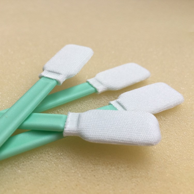 Tampon de bumbac fără praf, cu cap de burete și fibre fine, vârf plat, baston de curățare industrial pentru lentile laser