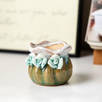 Ghiveci ceramic pentru suculente, design aerisit, pentru birou sau casă, formă creativă în stil retro