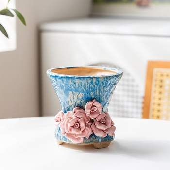Ghiveci ceramic pentru suculente, design aerisit, pentru birou sau casă, formă creativă în stil retro