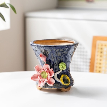 Ghiveci ceramic pentru suculente, design aerisit, pentru birou sau casă, formă creativă în stil retro