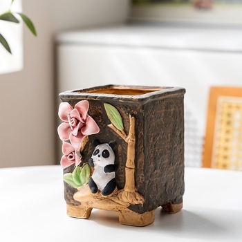 Ghiveci ceramic pentru suculente, design aerisit, pentru birou sau casă, formă creativă în stil retro