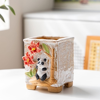 Ghiveci ceramic pentru suculente, design aerisit, pentru birou sau casă, formă creativă în stil retro