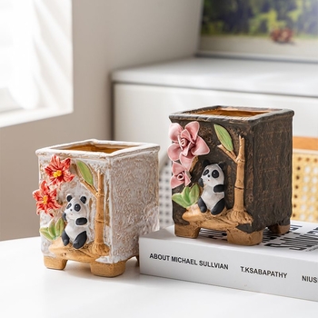 Ghiveci ceramic pentru suculente, design aerisit, pentru birou sau casă, formă creativă în stil retro