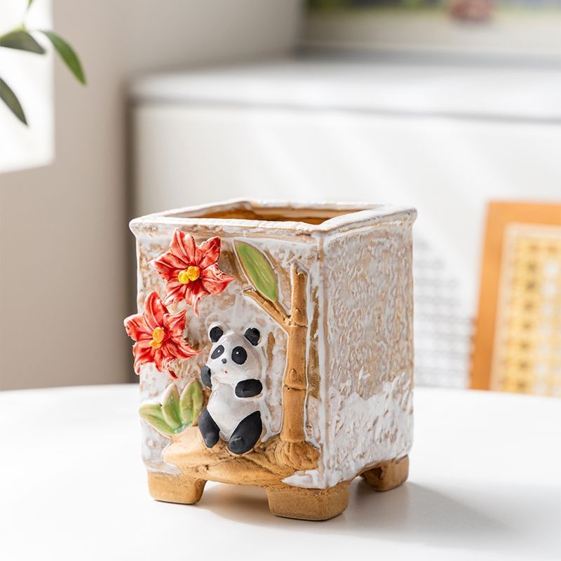 Ghiveci ceramic pentru suculente, design aerisit, pentru birou sau casă, formă creativă în stil retro